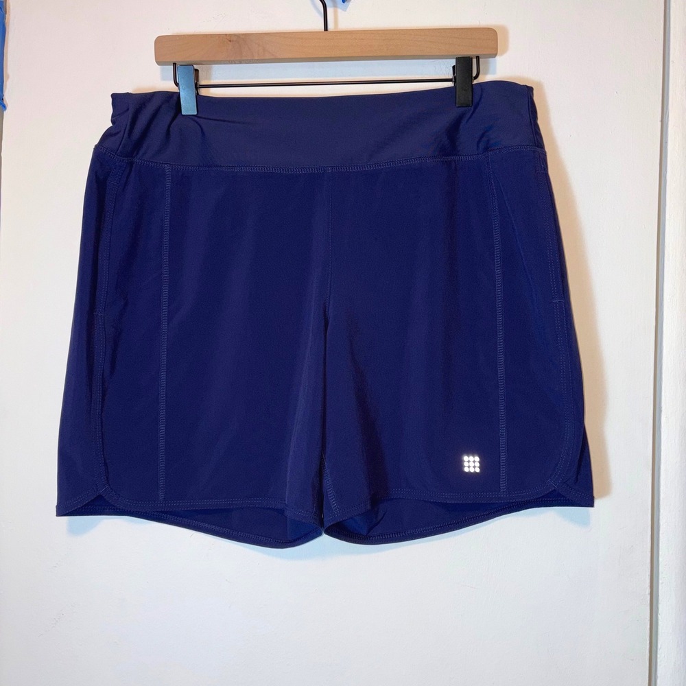 Title Nine Original Anti Run 7" Nimblene Shorts XL Blue Stretch Athletic Hiking - Picture 2 of 9